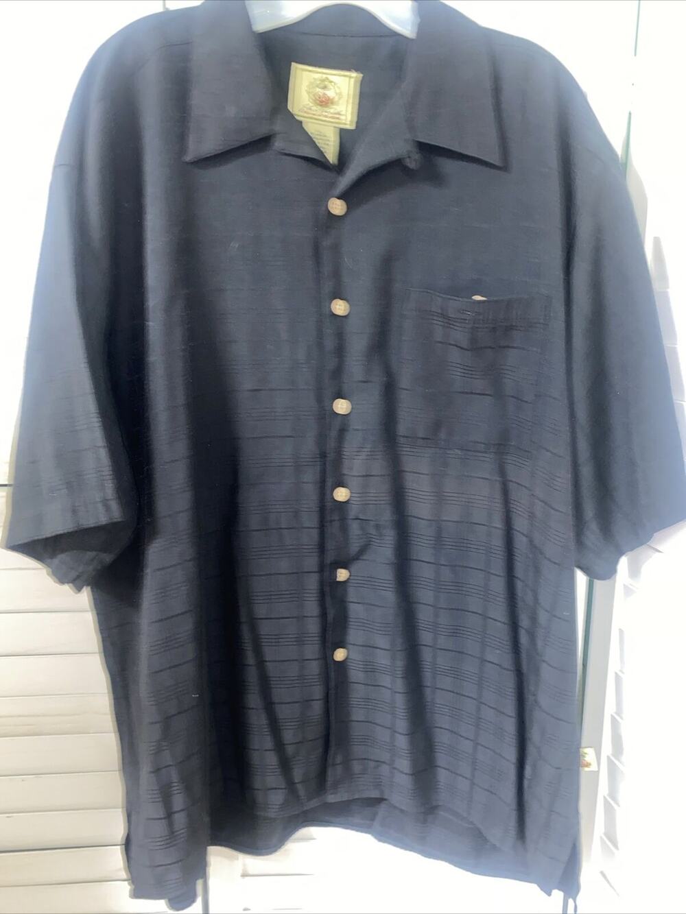 Joe Marlin Mens XXL Button Up Shirt Black Hawaiian Short Sleeves